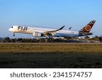 Small photo of Luqa, Malta - August 2, 2023: Fiji Airways Airbus A350-941ACJ (REG: F-WJKN) landing after a 2 hour test flight. To be registered DQ-FAM when in service with Fiji Airways.