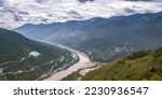 Panorama of Yangtze river in Tiger Leaping Gorge in Yunnan, China