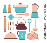 set of blue pink cookware... | Shutterstock .eps vector #1928421107