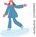 woman skating on ice  active... | Shutterstock .eps vector #2113504901
