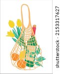 eco shopping bag with different ... | Shutterstock .eps vector #2153317627