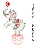 Watercolor Circus Elephant...
