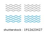 Sea wave icon set. Water logo, line ocean symbol in vector flat style.