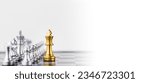 Small photo of Leader, business strategy and planning concept, Gold Chess king figure on Chessboard and surrounded by a number of fallen silver chess pieces against opponent or enemy. Conflict, tactic, politic.