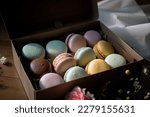 photo of elegant macarons box for gifts.
