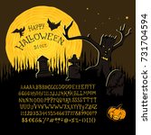 happy halloween font. hand... | Shutterstock .eps vector #731704594