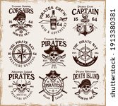 pirates set of vector emblems ... | Shutterstock .eps vector #1913380381