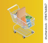supermarket shopping cart with... | Shutterstock .eps vector #1984766867