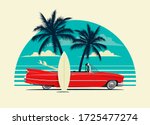 red retro roadster car with... | Shutterstock .eps vector #1725477274