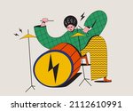 drummer funny cartoon... | Shutterstock .eps vector #2112610991