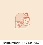 cup of coffee logo or badge or... | Shutterstock .eps vector #2171353967