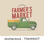 farmer's market themed vintage... | Shutterstock .eps vector #756444427