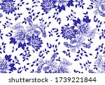 beautiful blue flower with... | Shutterstock . vector #1739221844