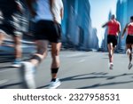 Motion blurred marathon runners ...