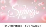 pink sakura falling petals... | Shutterstock .eps vector #579763834