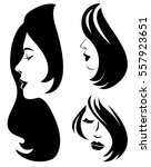 set of vector woman silhouette... | Shutterstock .eps vector #557923651