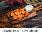Small photo of Fried shrimps with white souse