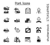 set of marine port related... | Shutterstock .eps vector #1714169401