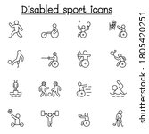 disabled sport icon set in thin ... | Shutterstock .eps vector #1805420251