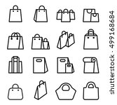 Bag Icon Set In Thin Line Style