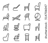 Chair Icon Set In Side View...