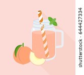 peach juice in mason jar glass  ... | Shutterstock .eps vector #644427334