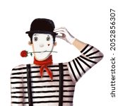 Clown Mime With Red Rose ...