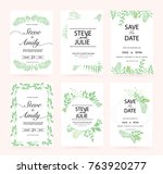 green wedding invitation card | Shutterstock .eps vector #763920277