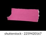 Small photo of Pink torn paper piece isolated on black background with copy space for text