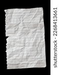 Small photo of Crumpled paper on black background. Wrinkled notebook page with copy space.