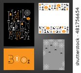 set of halloween greeting cards ... | Shutterstock .eps vector #481756654