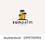 Tropical Palm Tree And Sun Logo ...