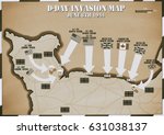 Original hand drawn map. D-Day Invasion of Normandy, France. Areas controlled by the allies by12th June 1944..