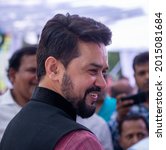 Small photo of New Delhi, India-June 5 2019: Minister of State in the Ministry of Finance Anurag Thakur during an Eid Milan programme on the occasion of Eid-ul-Fitr, at Shahnwaz Hussain residence