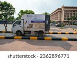 Small photo of New Delhi, India-Sep 14 2023: Mini Truck of The National Cooperative Consumers Federation of India (NCCF) salling onions from the government buffer stock at a subsidised rate of Rs 25 per kg in Delh