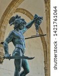 Small photo of Perseus and Medusa head , sculpture ,statue,florance travel,italy