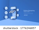 shopping online from home on... | Shutterstock .eps vector #1776246857