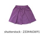 Purple skirt made of cotton fabric isolated on white background. An element of clothing is a short flared summer skirt.