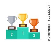 winners podium with gold ... | Shutterstock .eps vector #522123727