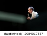 Small photo of Beziers, France - 16 octobre 2021: The extreme right-wing polemicist Eric Zemmour, candidate for the French presidential election in 2022 makes a speech on stage during a conference.