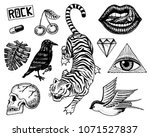 set of fashion patches. tattoo... | Shutterstock .eps vector #1071527837