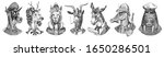 animal characters set. smoking... | Shutterstock .eps vector #1650286501