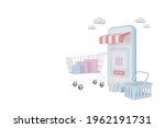 3d rendering online shopping on ... | Shutterstock . vector #1962191731