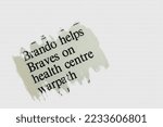 Small photo of news story from 1975 newspaper headline article title - Brando helps Braves on health centre warpath