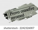 Provo ceasefire resumed - news story from 1975 newspaper headline article title with overlay