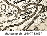 Small photo of Rockwell Green, Devon, England, United Kingdom atlas local map town and district plan name in sepia