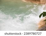 Small photo of Blue lake in Giresun. The river flows blue due to soda water. Kuzalan nature park. It is located near the Kuzalan waterfall. local name mavi gol