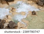 Small photo of Blue lake in Giresun. The river flows blue due to soda water. Kuzalan nature park. It is located near the Kuzalan waterfall. local name mavi gol