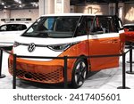 Small photo of Philadelphia, USA - January 19,2024: All New Volkswagen ID.Buzz minivan (Light Commercial Vehicle) display on Philadelphia auto show.
