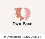 feminine two face head logo...